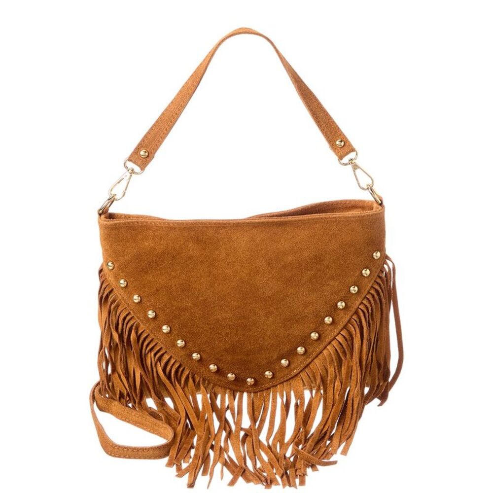 Isabella Rossetti Celia27 Leather Studded Shoulder Bag, Brown